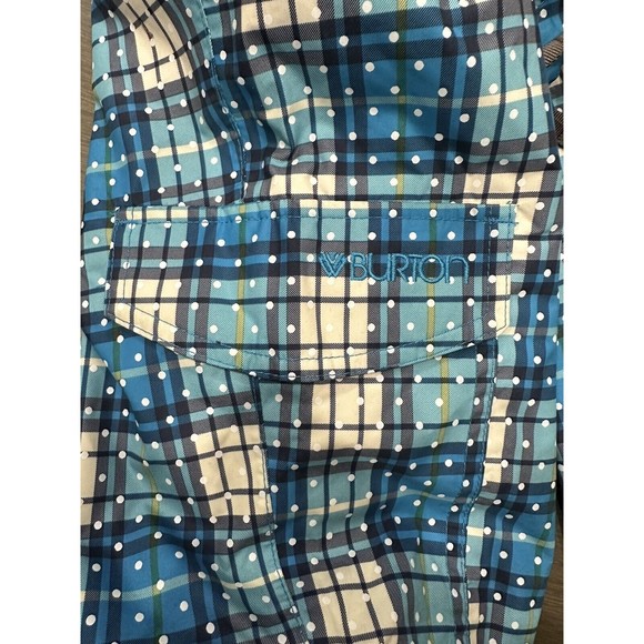 BURTON Dryride White Collection Blue Plaid Flared Pants Small Snowboard Ski EUC - Picture 4 of 7